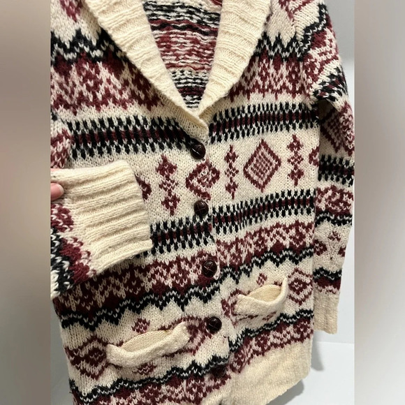 Heritage 1981 wool blend Knit cardigan Sweater with wooden buttons and pockets L - Picture 7 of 9
